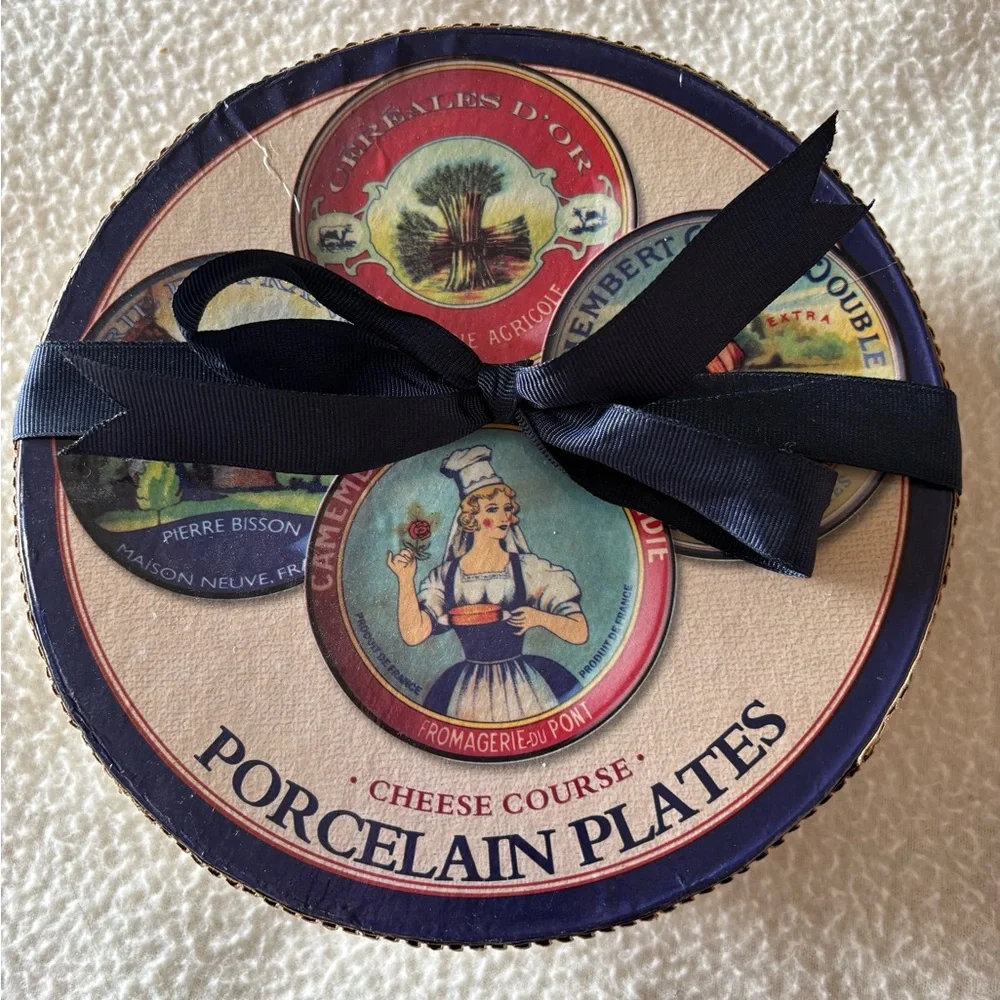 Vintage Pictured French Cheese Course Plate set of 4 - Picture 2 of 5
